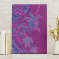 Hawaiian Turtles and Polynesian Art Tattoo Canvas Wall Art Cerise