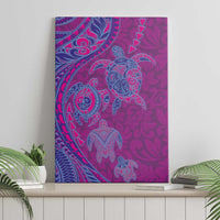 Hawaiian Turtles and Polynesian Art Tattoo Canvas Wall Art Cerise