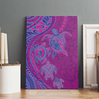 Hawaiian Turtles and Polynesian Art Tattoo Canvas Wall Art Cerise