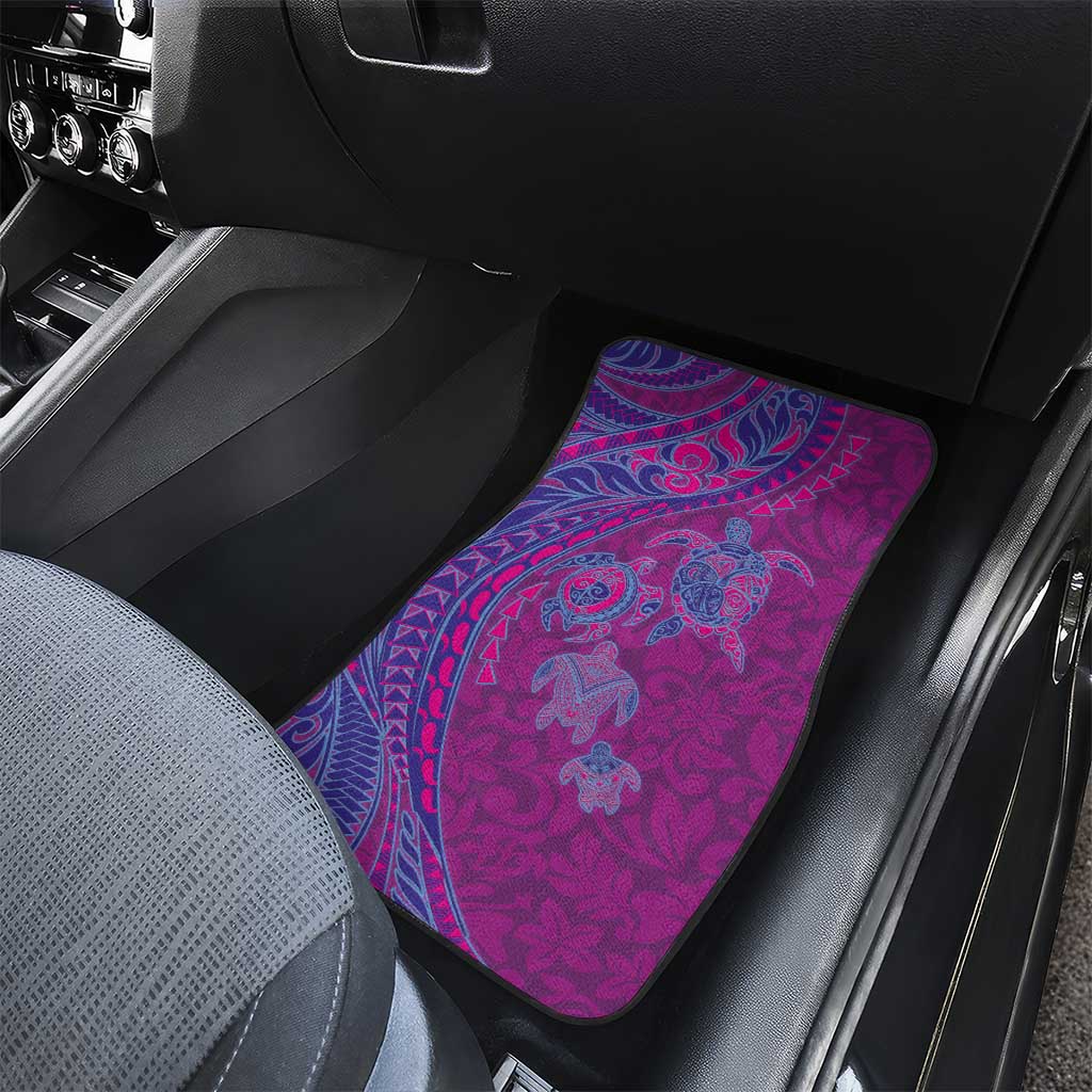 Hawaiian Turtles and Polynesian Art Tattoo Car Mats Cerise