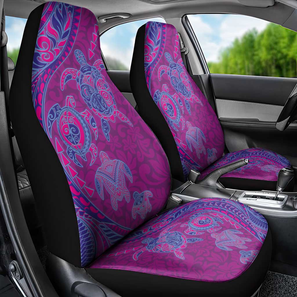 Hawaiian Turtles and Polynesian Art Tattoo Car Seat Cover Cerise