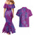 Hawaiian Turtles and Polynesian Art Tattoo Couples Matching Mermaid Dress and Hawaiian Shirt Cerise
