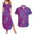 Hawaiian Turtles and Polynesian Art Tattoo Couples Matching Summer Maxi Dress and Hawaiian Shirt Cerise