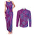 Hawaiian Turtles and Polynesian Art Tattoo Couples Matching Tank Maxi Dress and Long Sleeve Button Shirt Cerise
