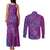 Hawaiian Turtles and Polynesian Art Tattoo Couples Matching Tank Maxi Dress and Long Sleeve Button Shirt Cerise