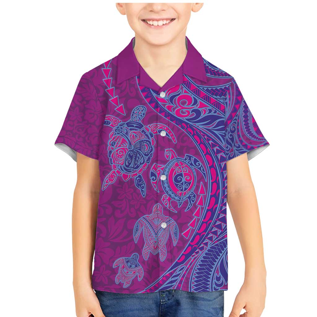 Hawaiian Turtles and Polynesian Art Tattoo Family Matching Mermaid Dress and Hawaiian Shirt Cerise