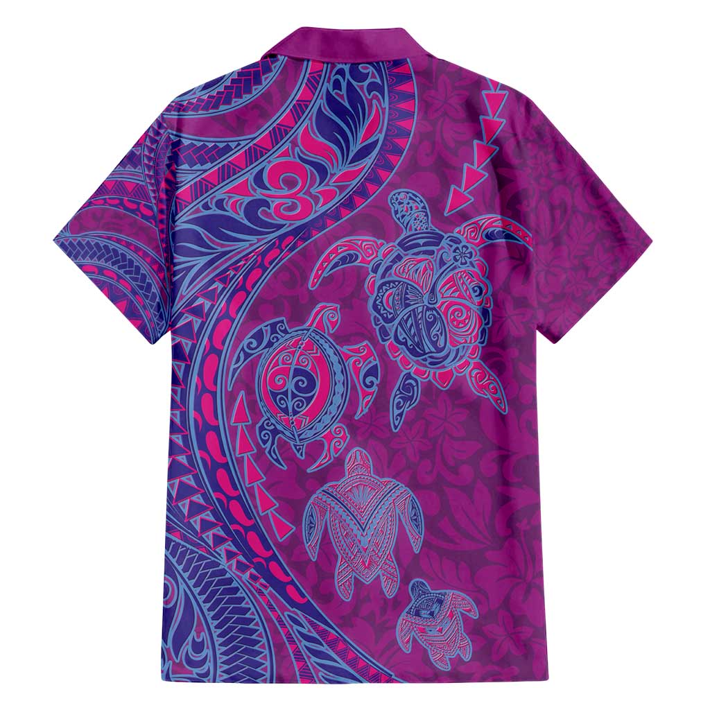Hawaiian Turtles and Polynesian Art Tattoo Family Matching Summer Maxi Dress and Hawaiian Shirt Cerise