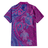 Hawaiian Turtles and Polynesian Art Tattoo Hawaiian Shirt Cerise