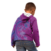 Hawaiian Turtles and Polynesian Art Tattoo Kid Hoodie Cerise