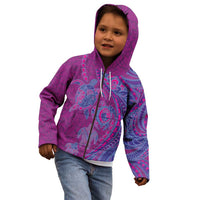 Hawaiian Turtles and Polynesian Art Tattoo Kid Hoodie Cerise