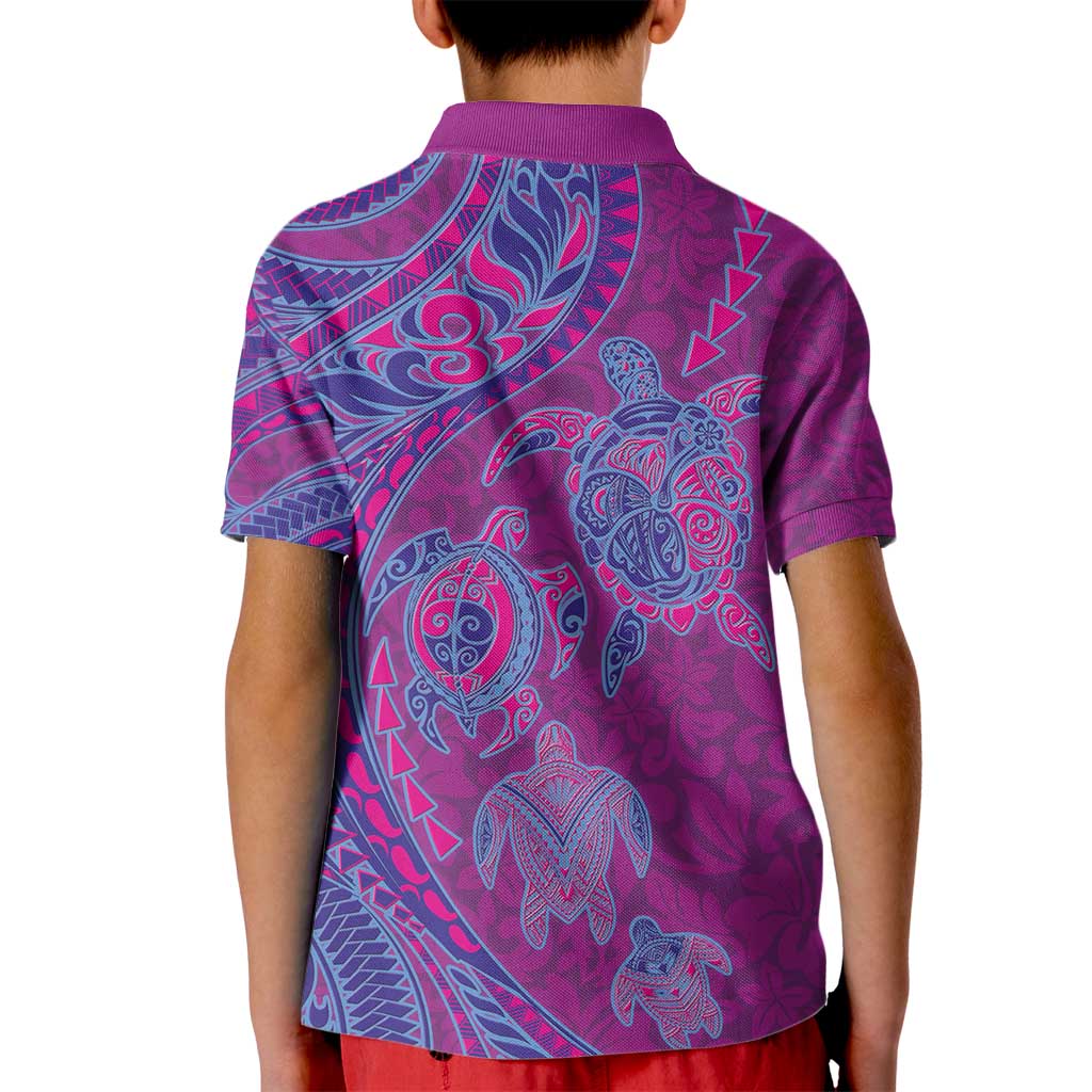 Hawaiian Turtles and Polynesian Art Tattoo Kid Polo Shirt Cerise