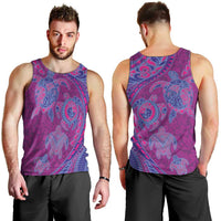 Hawaiian Turtles and Polynesian Art Tattoo Men Tank Top Cerise
