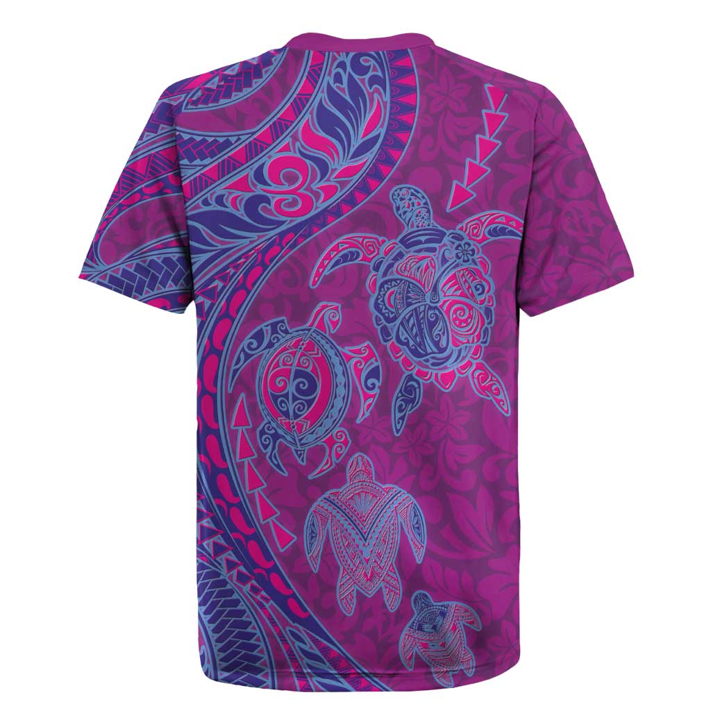 Hawaiian Turtles and Polynesian Art Tattoo Rugby Jersey Cerise LT03 - Polynesian Pride