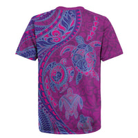 Hawaiian Turtles and Polynesian Art Tattoo Rugby Jersey Cerise LT03 - Polynesian Pride