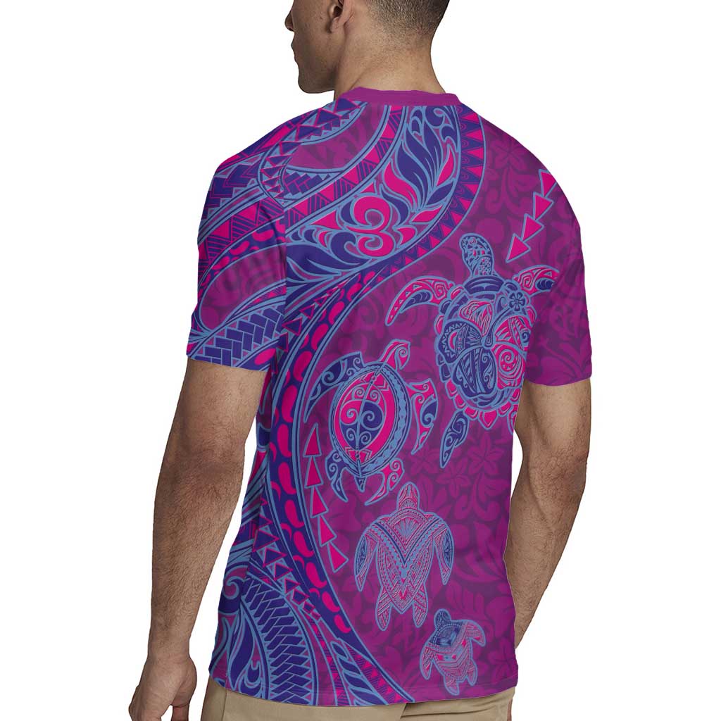 Hawaiian Turtles and Polynesian Art Tattoo Rugby Jersey Cerise LT03 - Polynesian Pride