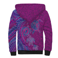 Hawaiian Turtles and Polynesian Art Tattoo Sherpa Hoodie Cerise