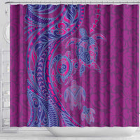 Hawaiian Turtles and Polynesian Art Tattoo Shower Curtain Cerise