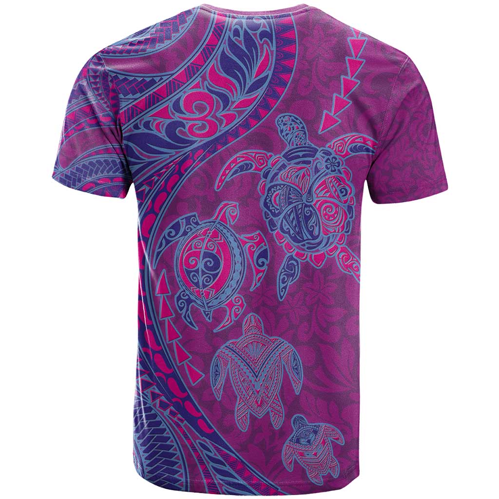 Hawaiian Turtles and Polynesian Art Tattoo T Shirt Cerise