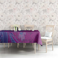 Hawaiian Turtles and Polynesian Art Tattoo Tablecloth Cerise
