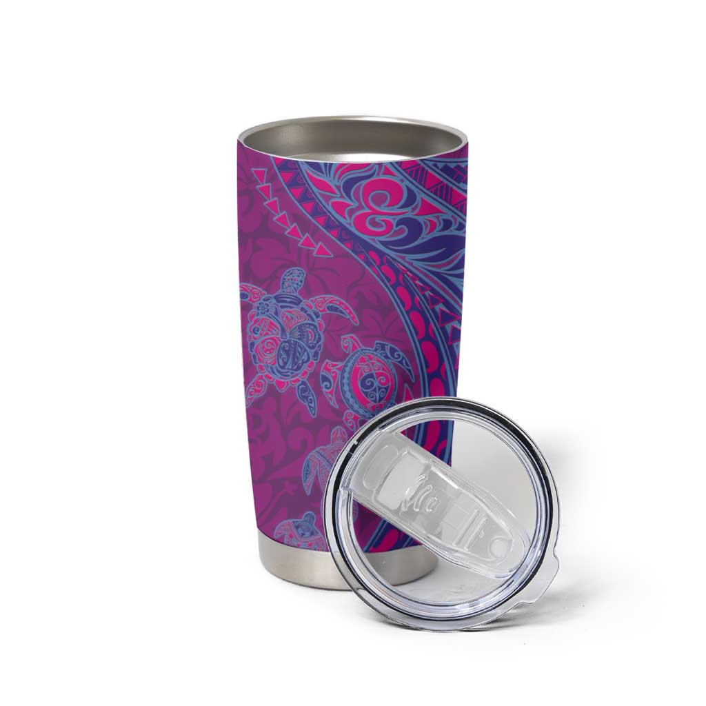 Hawaiian Turtles and Polynesian Art Tattoo Tumbler Cup Cerise