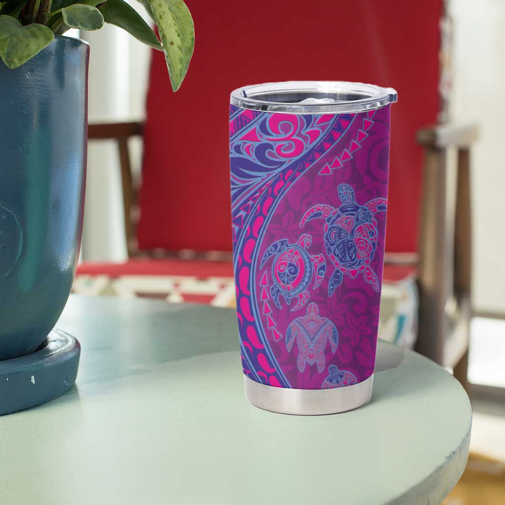 Hawaiian Turtles and Polynesian Art Tattoo Tumbler Cup Cerise