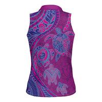 Hawaiian Turtles and Polynesian Art Tattoo Women Sleeveless Polo Shirt Cerise LT03 - Polynesian Pride