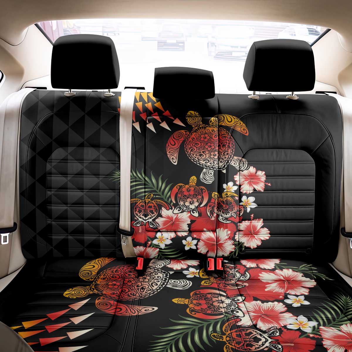 Hawaiian Hibiscus Turtle and Tropical Flower Back Car Seat Cover Dynamic Vibe