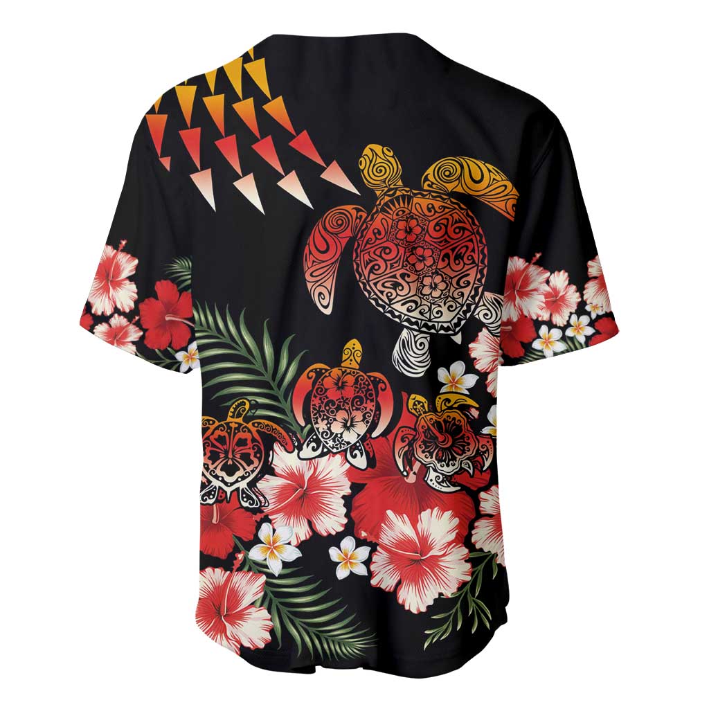 Hawaiian Hibiscus Turtle and Tropical Flower Baseball Jersey Dynamic Vibe LT03 - Polynesian Pride