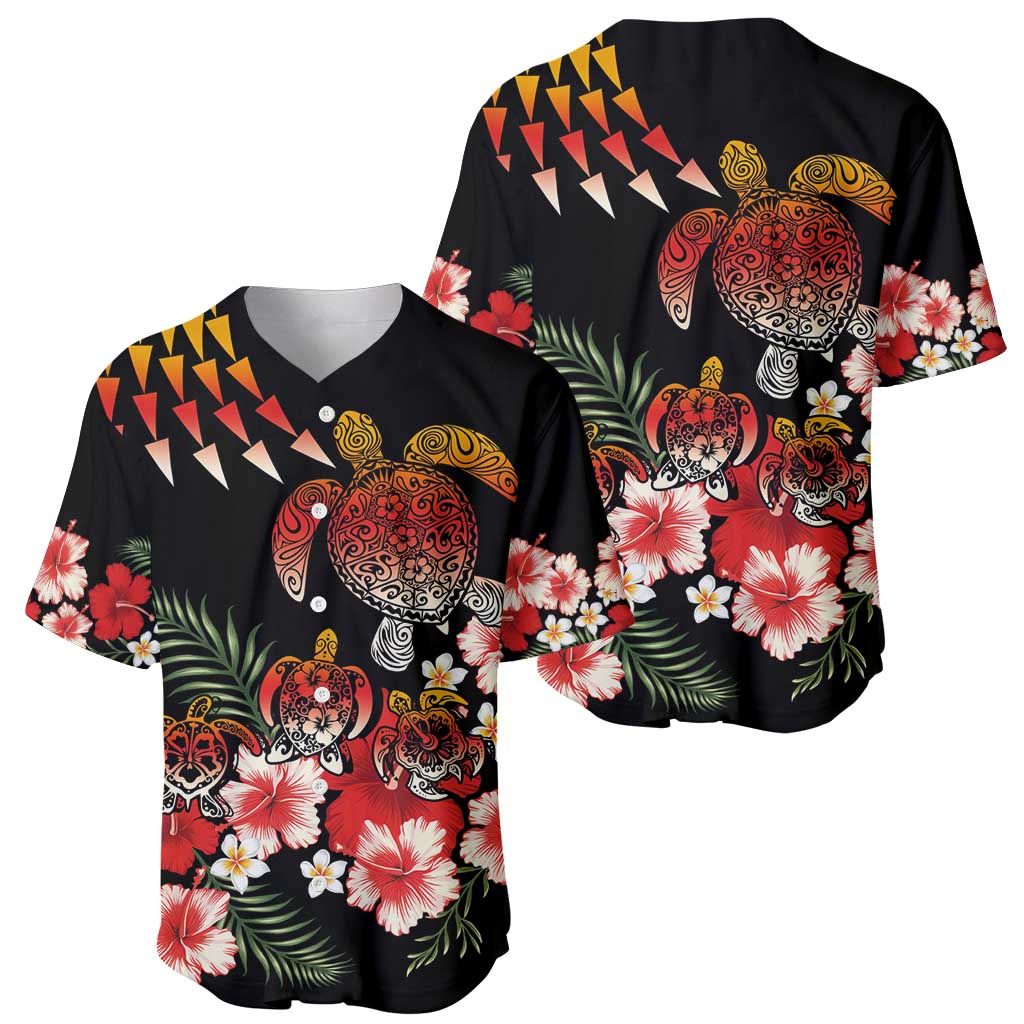 Hawaiian Hibiscus Turtle and Tropical Flower Baseball Jersey Dynamic Vibe LT03 - Polynesian Pride