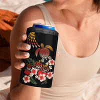 Hawaiian Hibiscus Turtle and Tropical Flower 4 in 1 Can Cooler Tumbler Dynamic Vibe