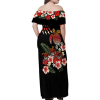 Hawaiian Hibiscus Turtle and Tropical Flower Family Matching Off Shoulder Maxi Dress and Hawaiian Shirt Dynamic Vibe