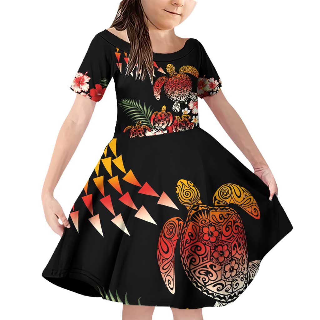 Hawaiian Hibiscus Turtle and Tropical Flower Family Matching Off Shoulder Short Dress and Hawaiian Shirt Dynamic Vibe
