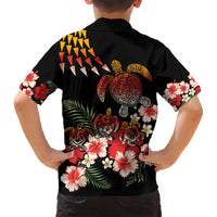 Hawaiian Hibiscus Turtle and Tropical Flower Family Matching Puletasi and Hawaiian Shirt Dynamic Vibe LT03 - Polynesian Pride
