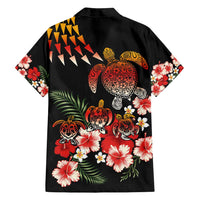 Hawaiian Hibiscus Turtle and Tropical Flower Family Matching Puletasi and Hawaiian Shirt Dynamic Vibe LT03 - Polynesian Pride