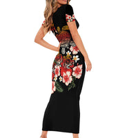 Hawaiian Hibiscus Turtle and Tropical Flower Family Matching Short Sleeve Bodycon Dress and Hawaiian Shirt Dynamic Vibe