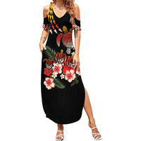Hawaiian Hibiscus Turtle and Tropical Flower Family Matching Summer Maxi Dress and Hawaiian Shirt Dynamic Vibe