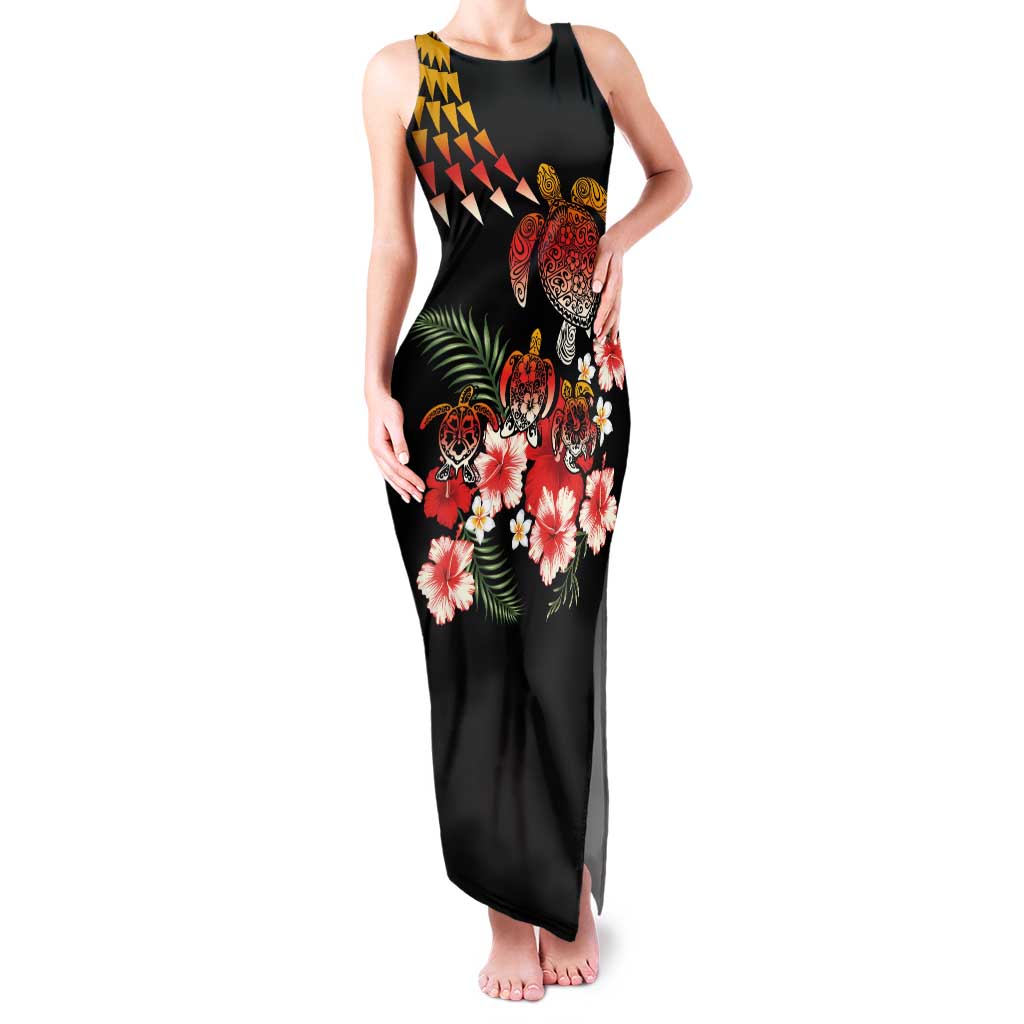 Hawaiian Hibiscus Turtle and Tropical Flower Family Matching Tank Maxi Dress and Hawaiian Shirt Dynamic Vibe
