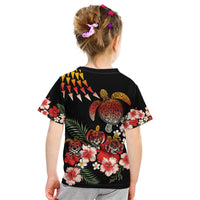 Hawaiian Hibiscus Turtle and Tropical Flower Kid T Shirt Dynamic Vibe LT03 - Polynesian Pride