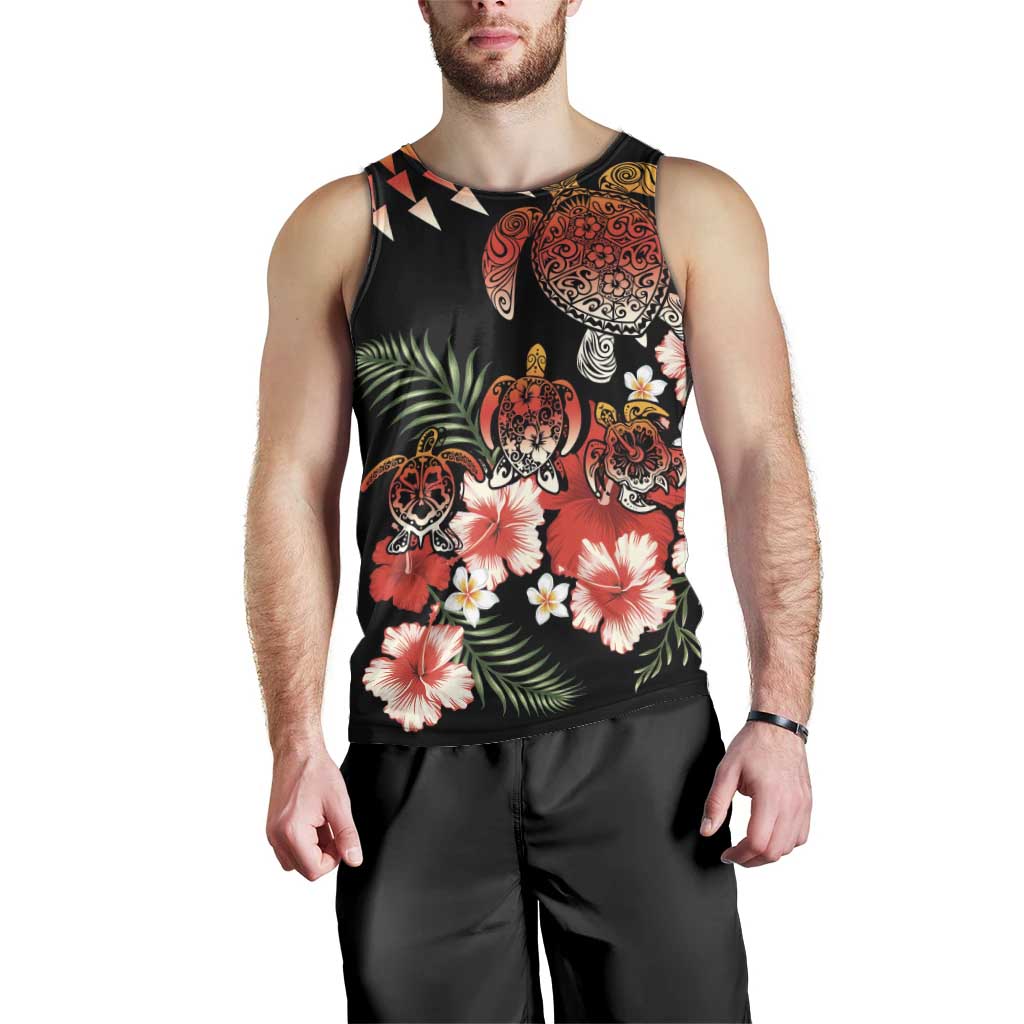 Hawaiian Hibiscus Turtle and Tropical Flower Men Tank Top Dynamic Vibe