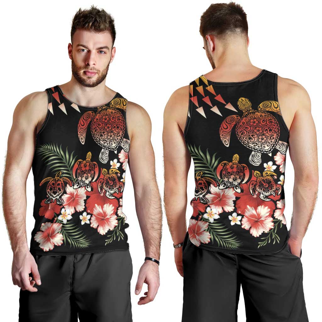 Hawaiian Hibiscus Turtle and Tropical Flower Men Tank Top Dynamic Vibe
