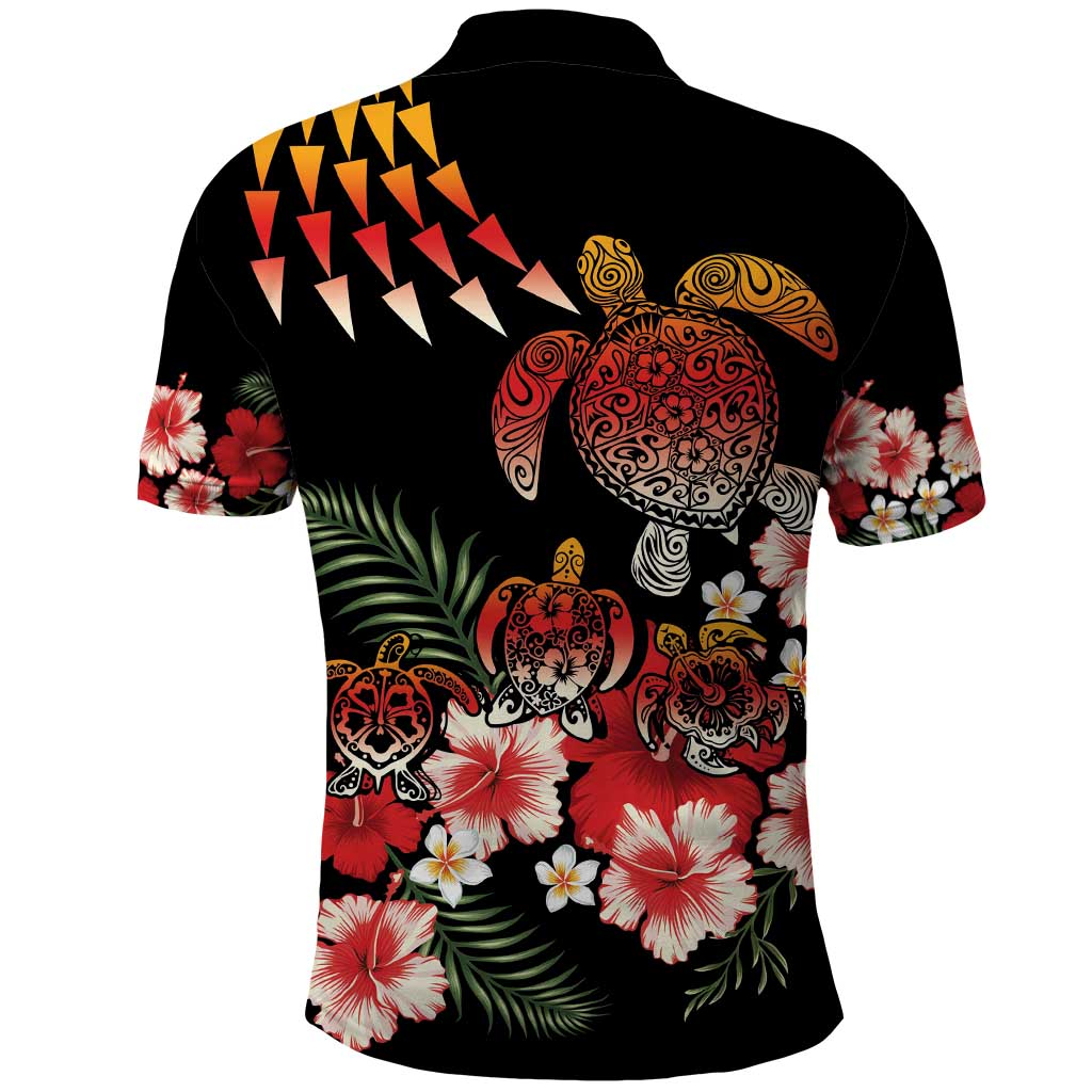 Hawaiian Hibiscus Turtle and Tropical Flower Polo Shirt Dynamic Vibe