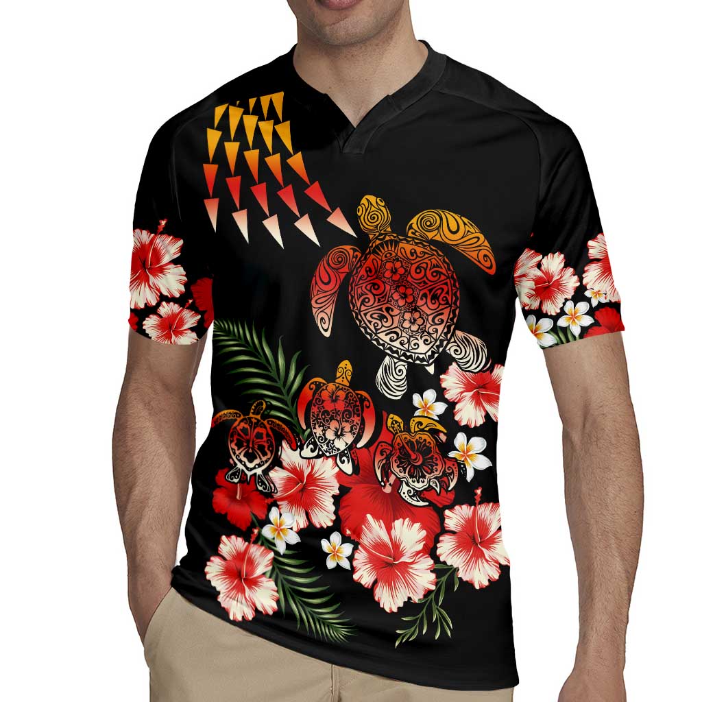 Hawaiian Hibiscus Turtle and Tropical Flower Rugby Jersey Dynamic Vibe LT03 - Polynesian Pride