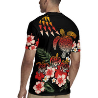 Hawaiian Hibiscus Turtle and Tropical Flower Rugby Jersey Dynamic Vibe LT03 - Polynesian Pride