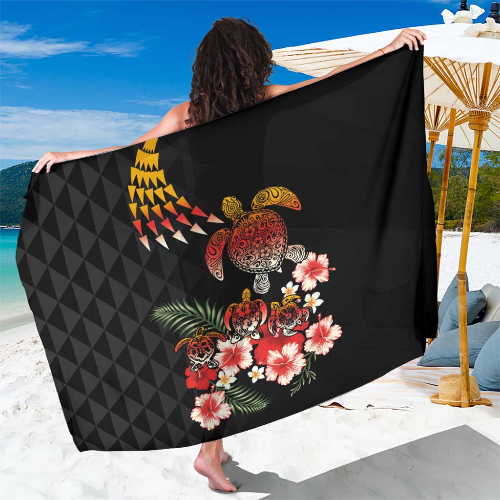 Hawaiian Hibiscus Turtle and Tropical Flower Sarong Dynamic Vibe