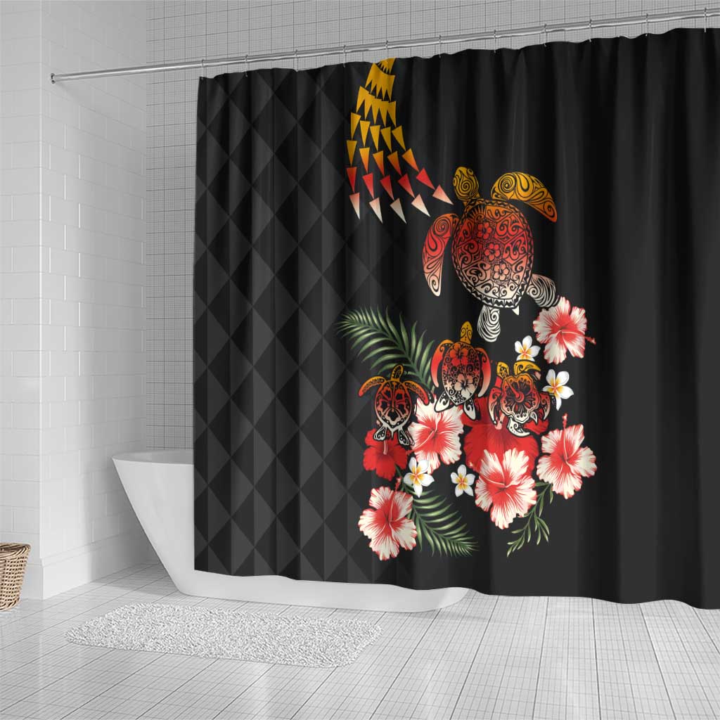 Hawaiian Hibiscus Turtle and Tropical Flower Shower Curtain Dynamic Vibe LT03 - Polynesian Pride