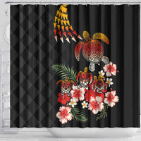 Hawaiian Hibiscus Turtle and Tropical Flower Shower Curtain Dynamic Vibe LT03 - Polynesian Pride