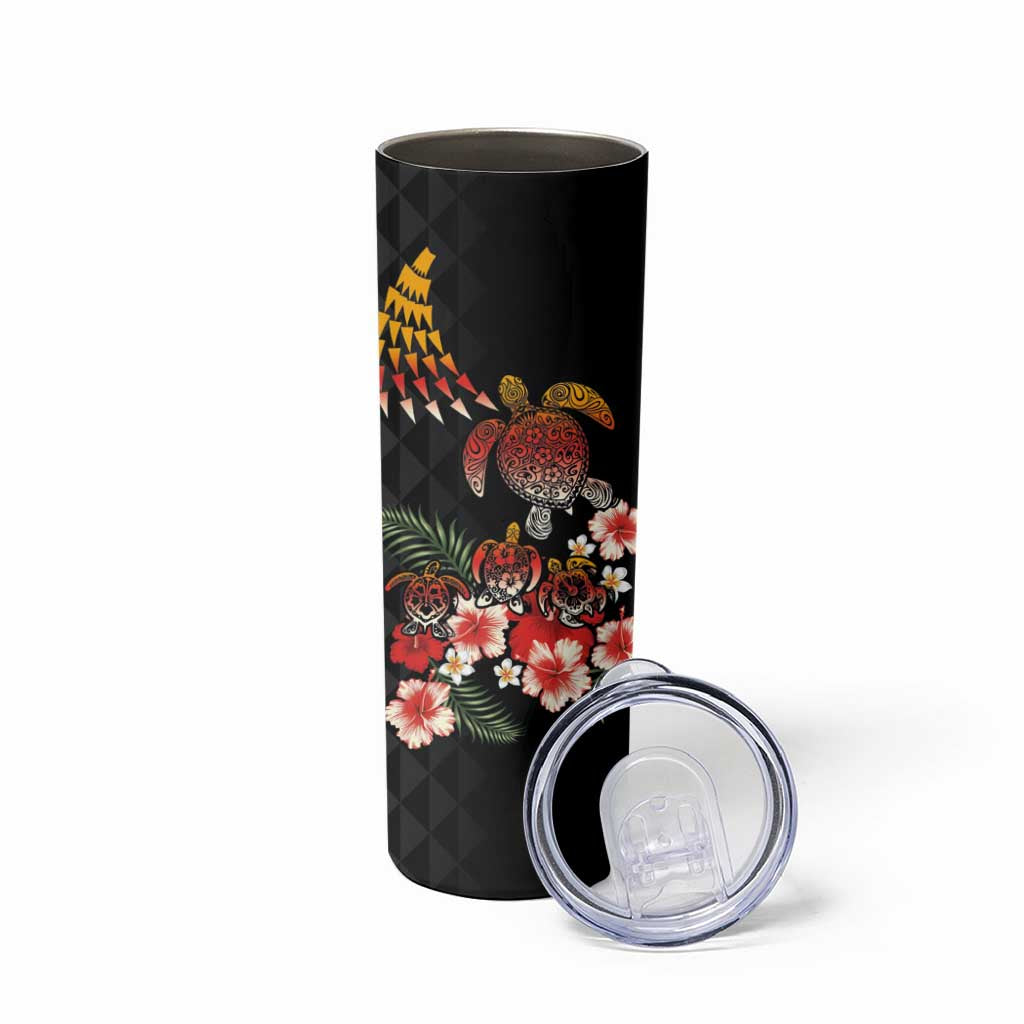 Hawaiian Hibiscus Turtle and Tropical Flower Skinny Tumbler Dynamic Vibe
