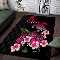Hawaiian Hibiscus Turtle and Tropical Flower Area Rug Sweet Vibe