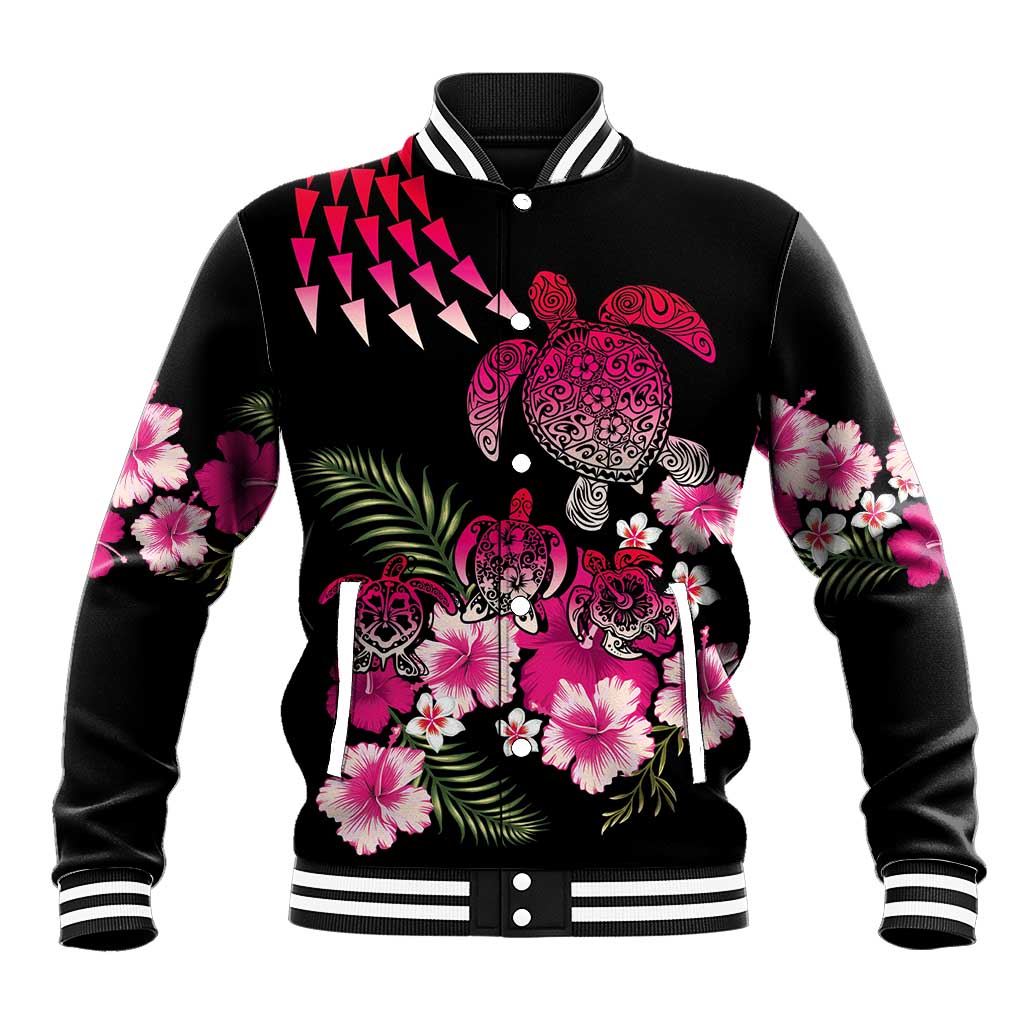 Hawaiian Hibiscus Turtle and Tropical Flower Baseball Jacket Sweet Vibe