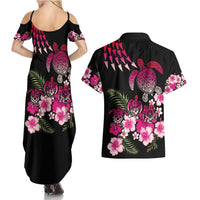 Hawaiian Hibiscus Turtle and Tropical Flower Couples Matching Summer Maxi Dress and Hawaiian Shirt Sweet Vibe